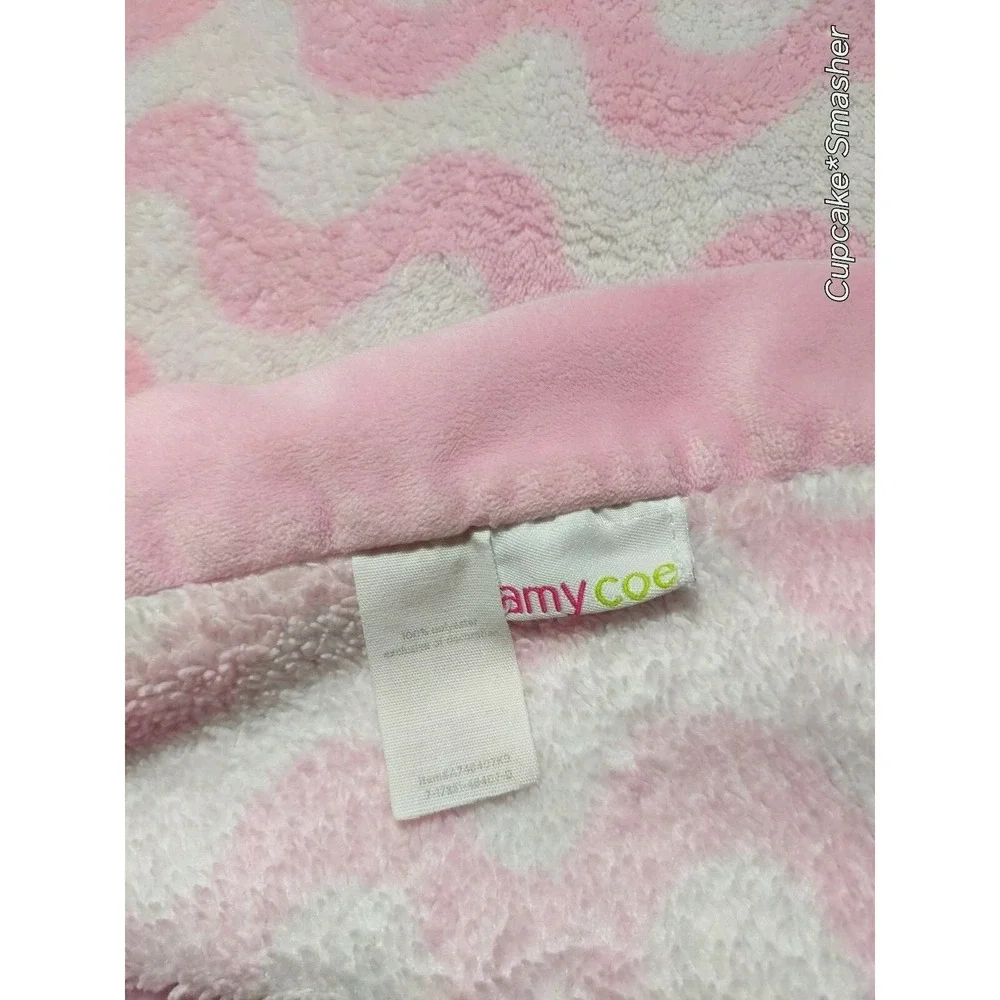 Amy Coe Pink White Butterfly Blanket Fleece Squiggle Lines Baby Girl Chevron